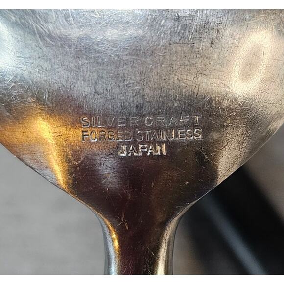 Vintage Silvercraft forged stainless spoon and fork serving set Black MCM - Picture 4 of 4